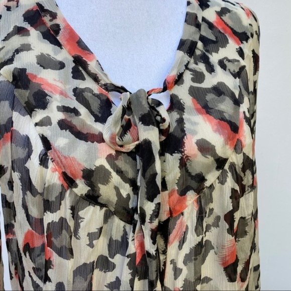 Anthropologie Leopard 100% Silk Cheetah Blouse | 8 - Picture 8 of 12
